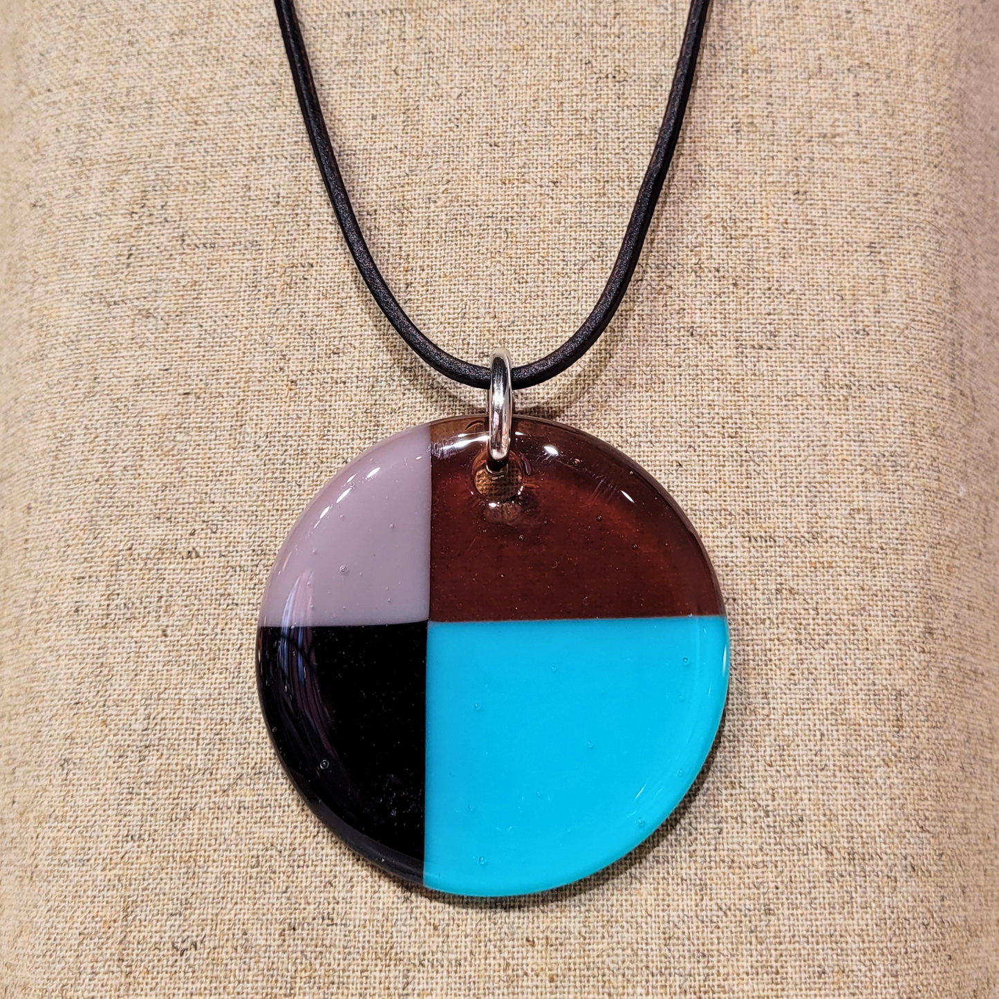 Pendentif quadricolore bleu-prune